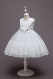 Rosa Sem Mangas Flor Tule Vestido de Menina Com Arco