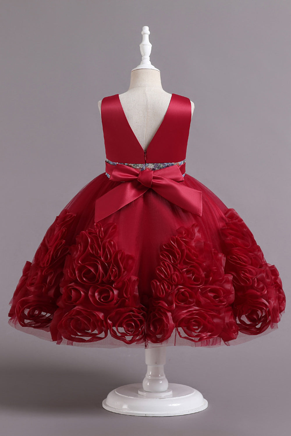 Fuchsia A Line Lantejoulas Vestido de Menina Flor
