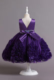 Fuchsia A Line Lantejoulas Vestido de Menina Flor
