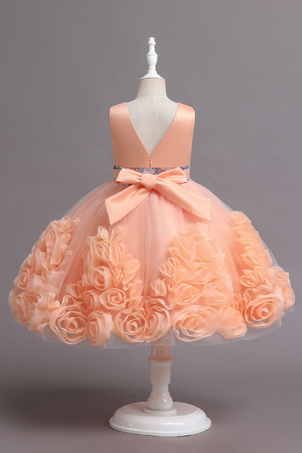Fuchsia A Line Lantejoulas Vestido de Menina Flor