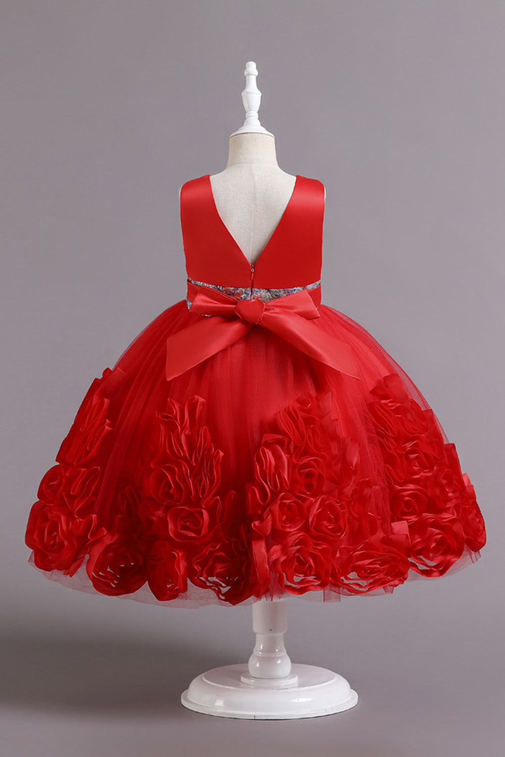 Fuchsia A Line Lantejoulas Vestido de Menina Flor
