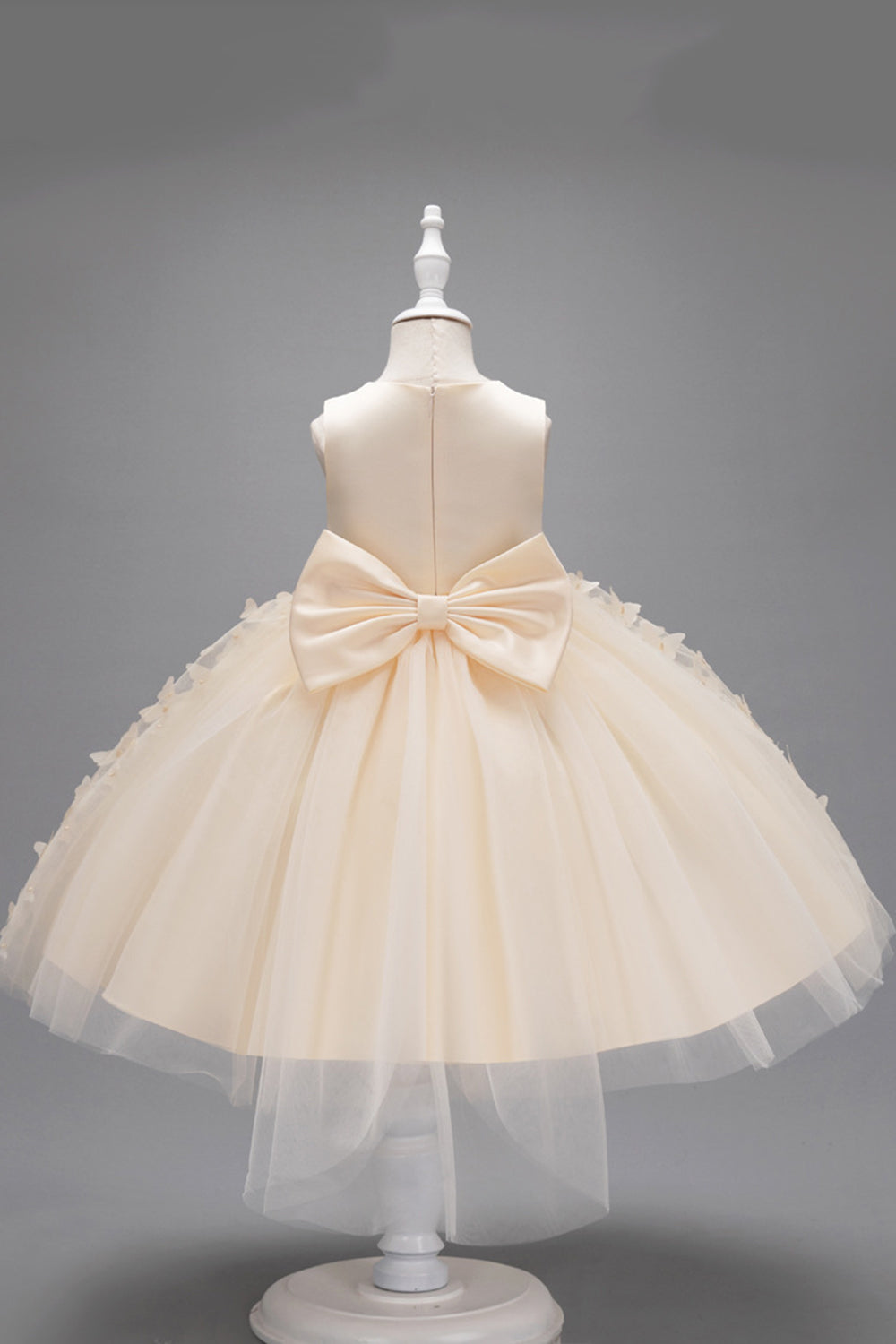 Champanhe Tule Vestido de Menina Com Arco