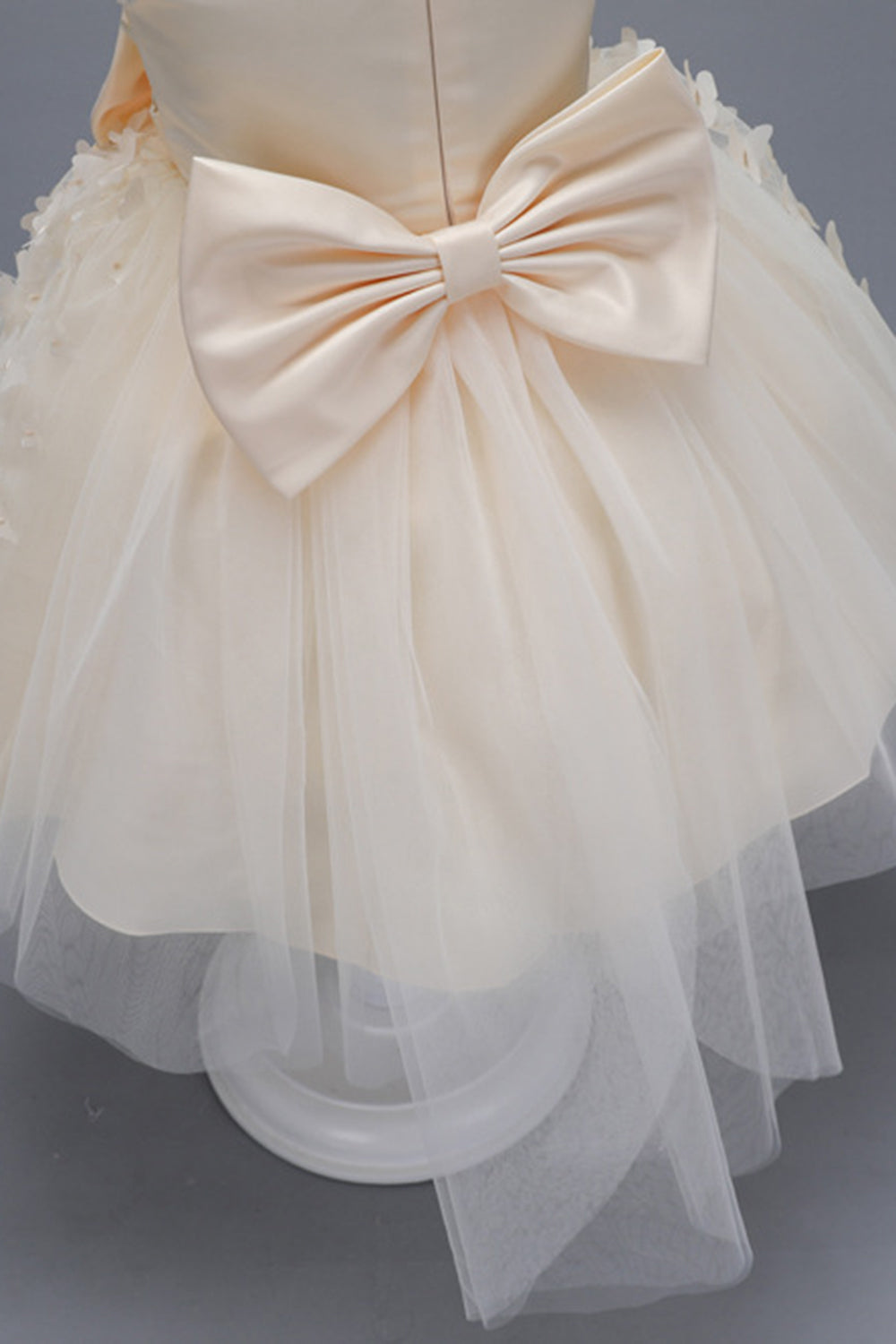 Champanhe Tule Vestido de Menina Com Arco