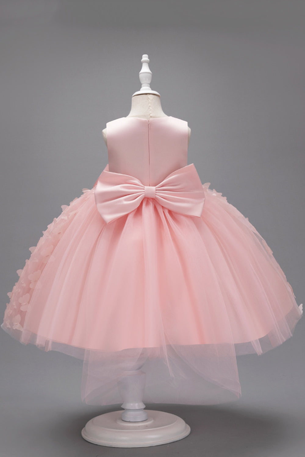 Champanhe Tule Vestido de Menina Com Arco