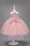 Champanhe Tule Vestido de Menina Com Arco