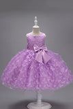 Champanhe Tule Vestido de Menina Com Arco