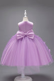 Champanhe Tule Vestido de Menina Com Arco