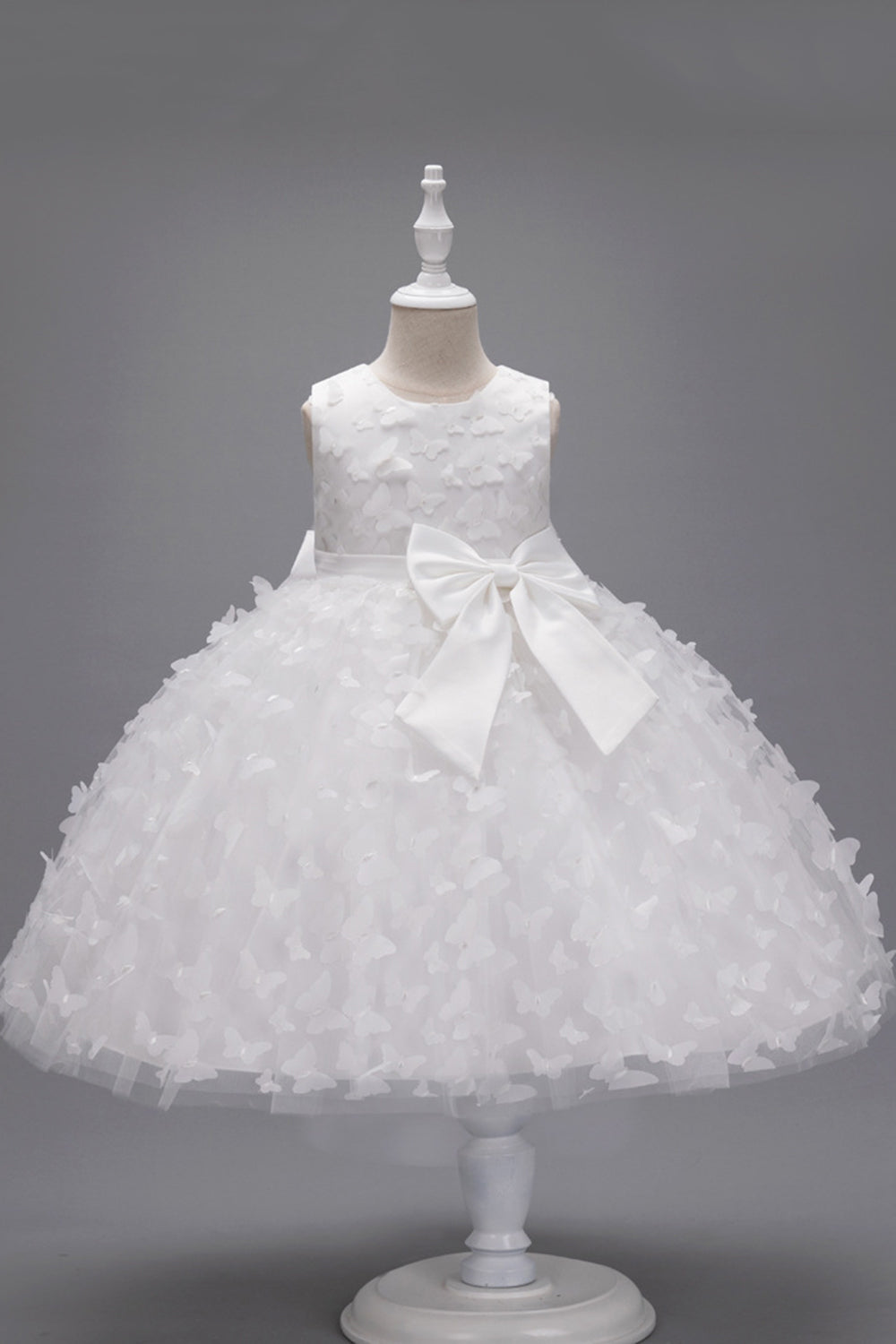 Champanhe Tule Vestido de Menina Com Arco