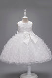 Champanhe Tule Vestido de Menina Com Arco