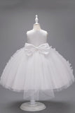 Champanhe Tule Vestido de Menina Com Arco