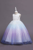Púrpura Sem Mangas Vestido de Menina