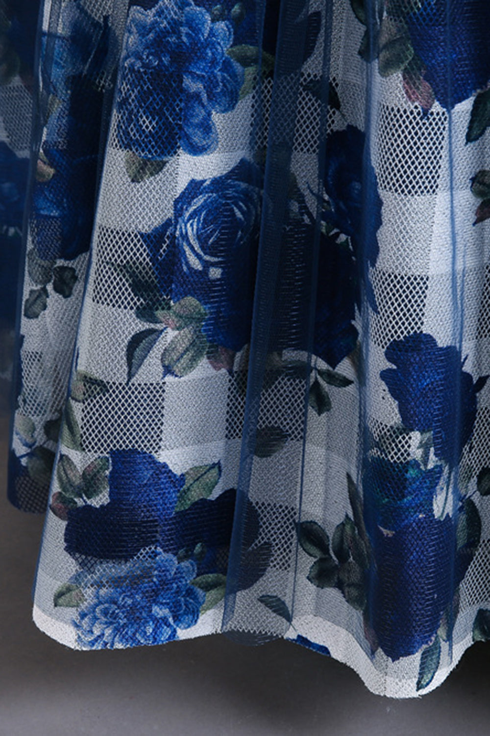 Azul Tule Vestido de Menina Com Babado