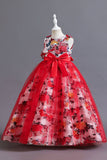 Azul Tule Vestido de Menina Com Babado