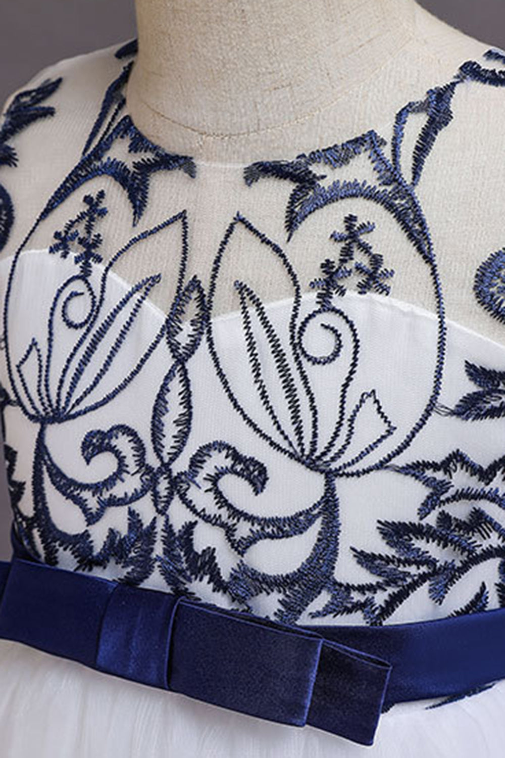 Azul Marinha Sem Mangas A Line Vestido de Menina
