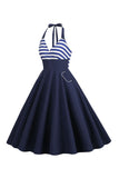 Listras Halter Vestido dos anos 1950