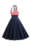 Listras Halter Vestido dos anos 1950