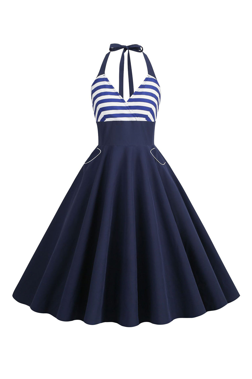 Listras Halter Vestido dos anos 1950