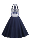 Listras Halter Vestido dos anos 1950