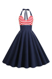 Listras Halter Vestido dos anos 1950