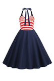 Listras Halter Vestido dos anos 1950