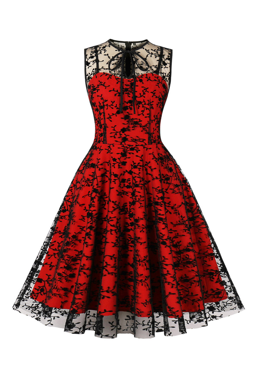Vermelho Vestido Vintage Sem Mangas