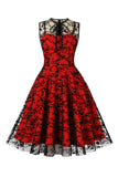Vermelho Vestido Vintage Sem Mangas