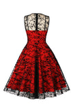Vermelho Vestido Vintage Sem Mangas