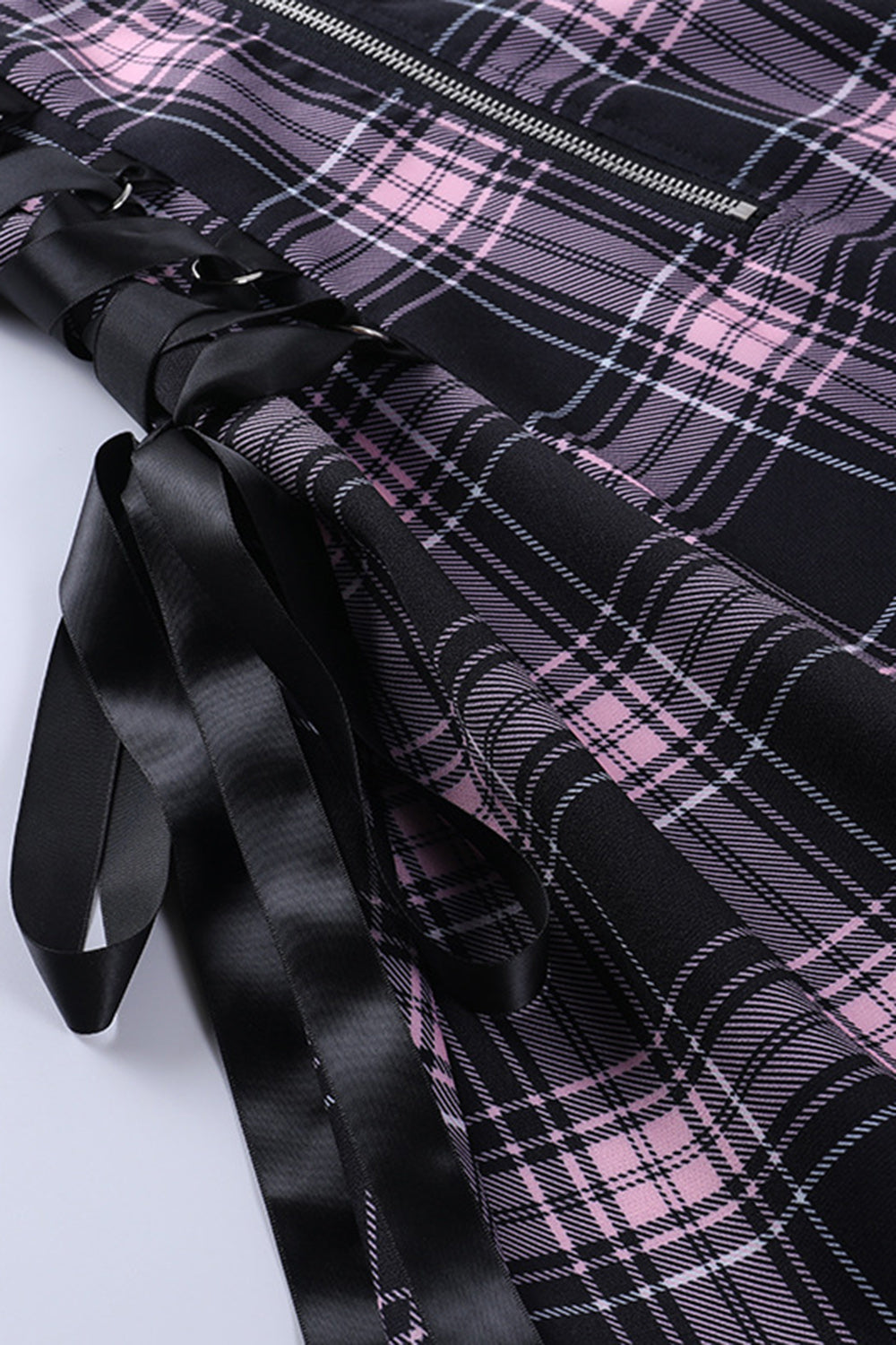 Rosa Xadrez Sem Mangas Vestido Vintage