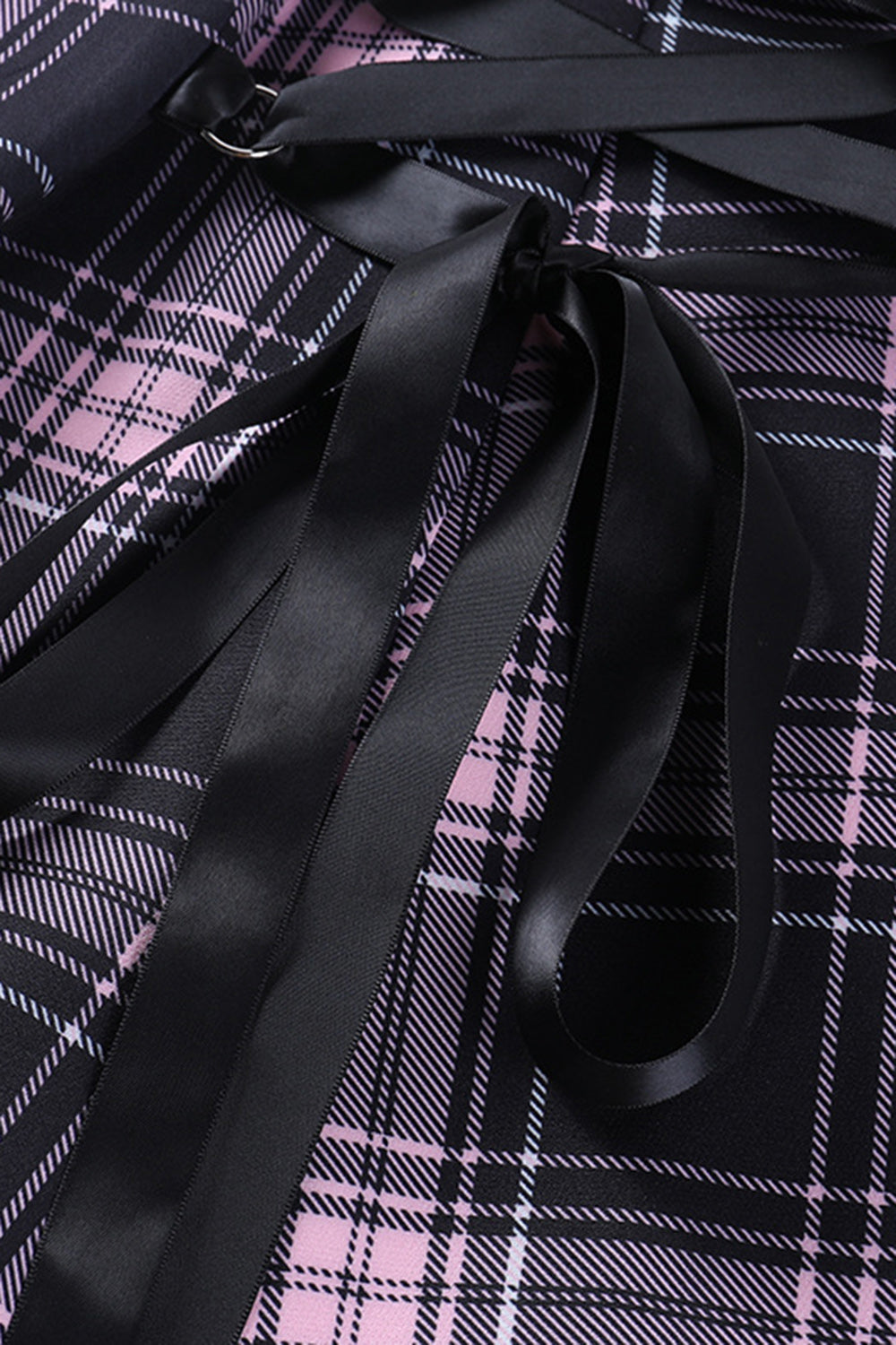 Rosa Xadrez Sem Mangas Vestido Vintage