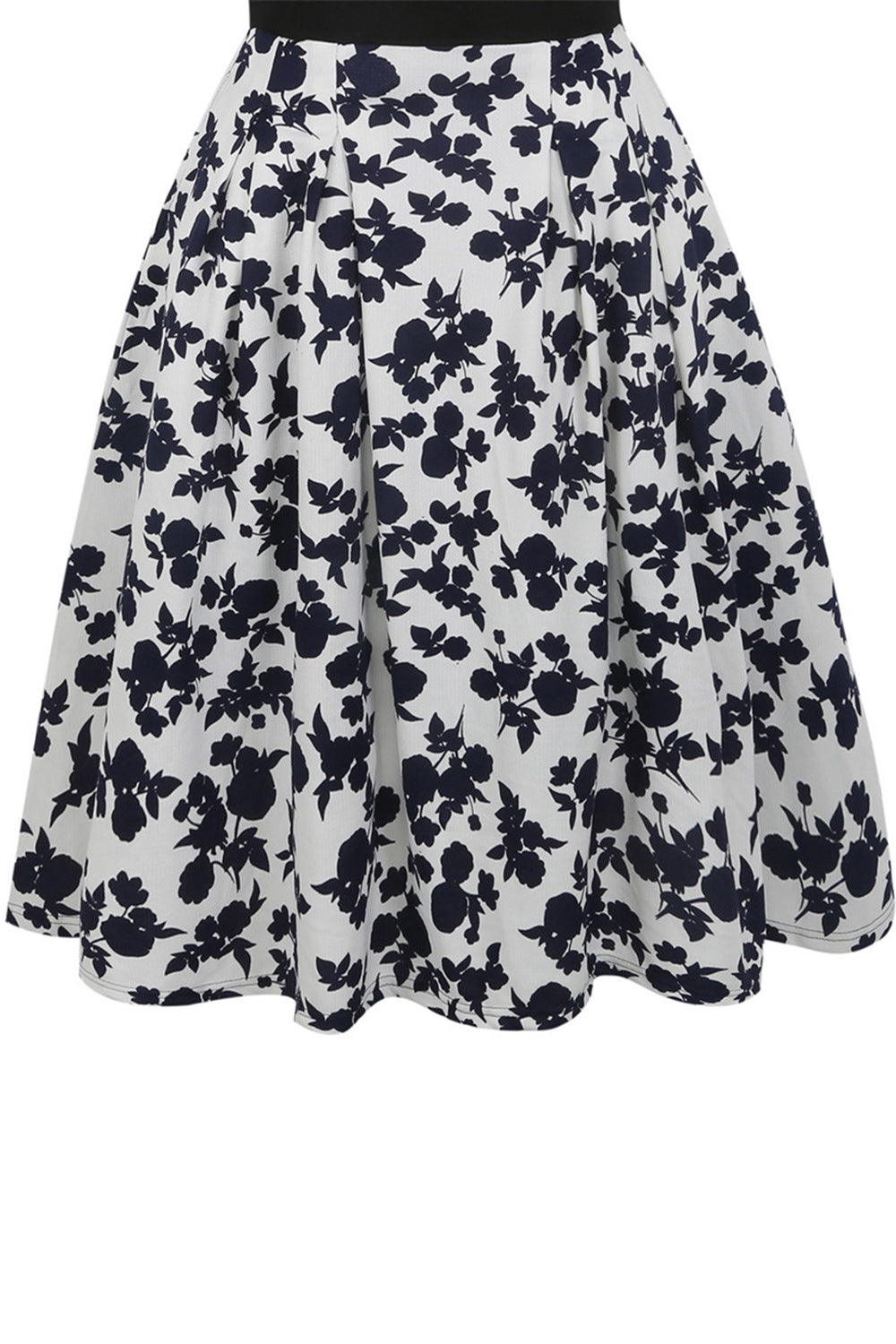 Estampado Preto 1950s Vestido Mangas Curtas