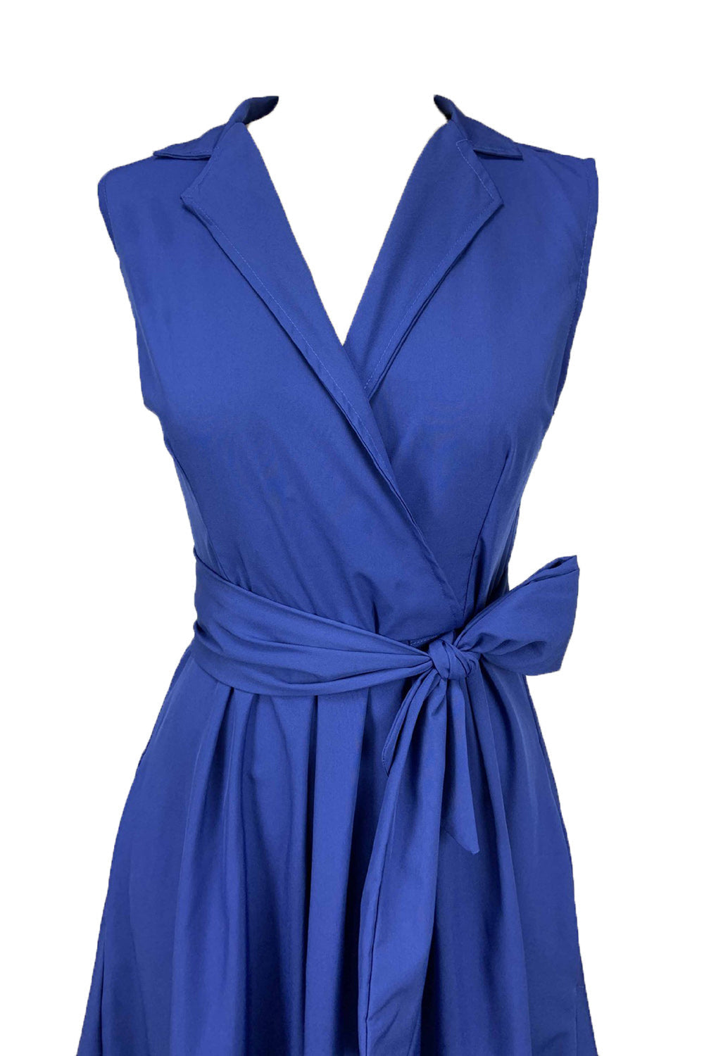 Gola em V Sem Mangas Castanho 1950s Vestido