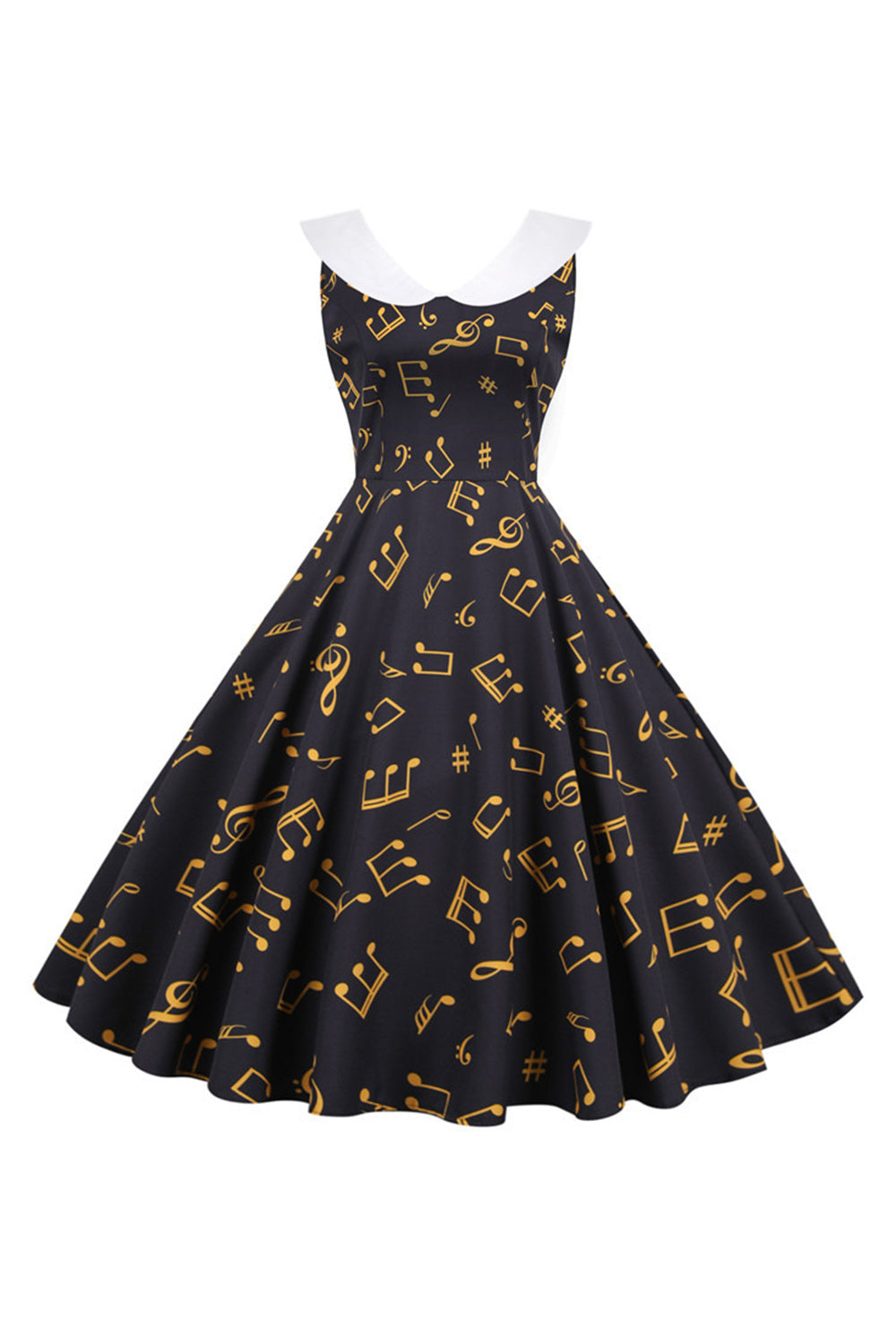 Vestido Vintage Amarelo Sem Mangas Estampado