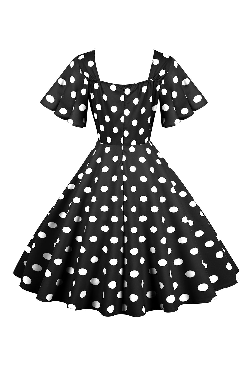 Pontos de Polka Vestido Vintage Branco com Mangas Curtas