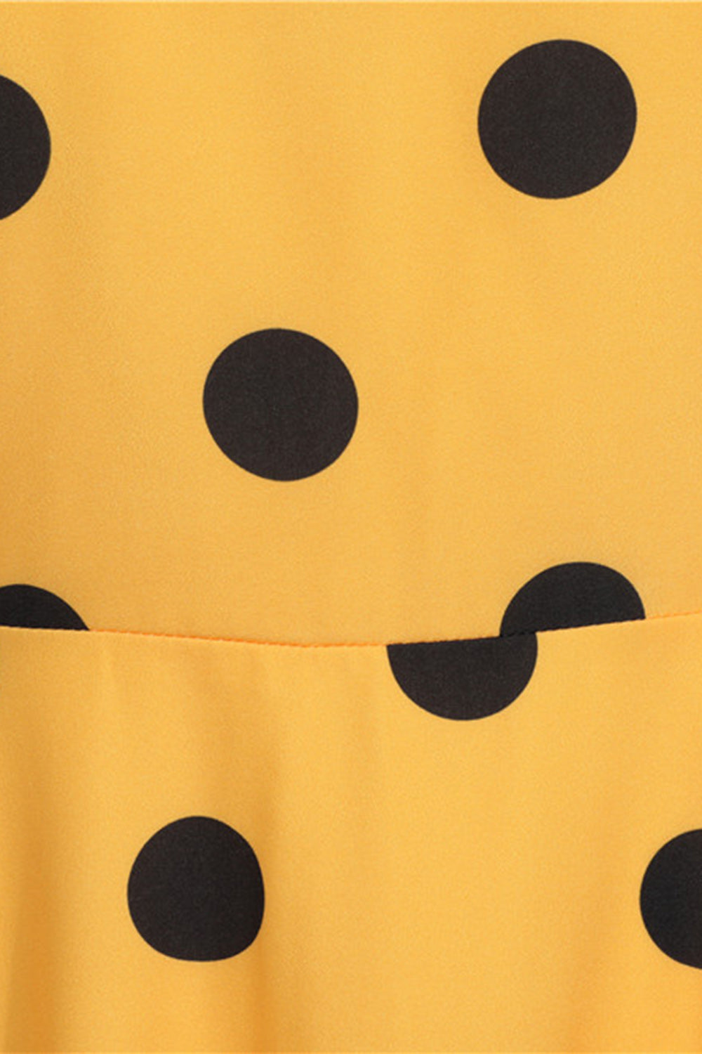 Pontos de Polka Vestido Vintage Amarelo com Mangas Curtas