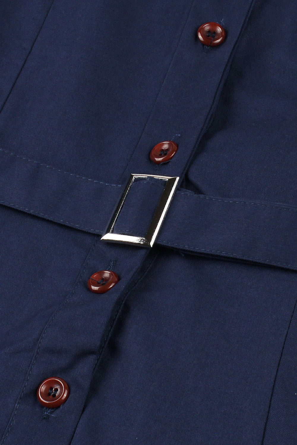 Azul Marinha Mangas Curtas Botão 1950s Vestido