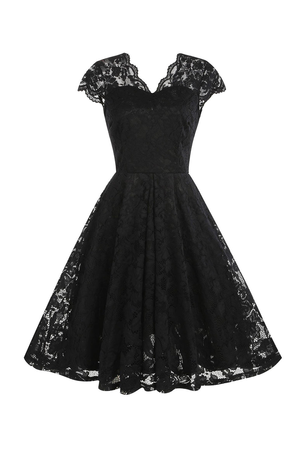 Gola em V Preto Hepburn Estilo 1950s Vestido