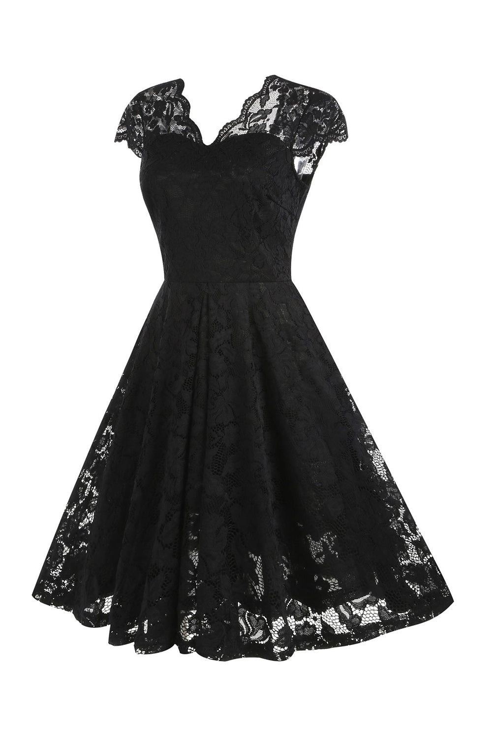 Gola em V Preto Hepburn Estilo 1950s Vestido