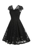 Gola em V Preto Hepburn Estilo 1950s Vestido
