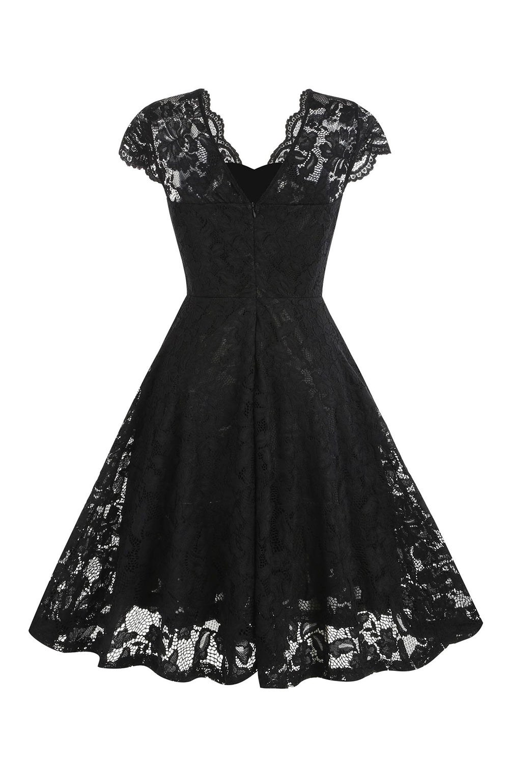 Gola em V Preto Hepburn Estilo 1950s Vestido