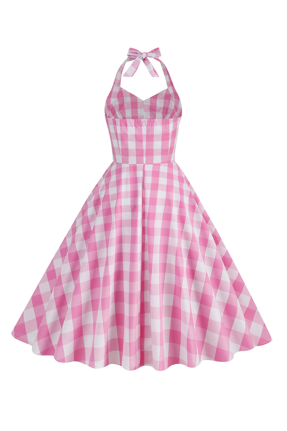 Halter Xadrez Vestido Vintage com Arco