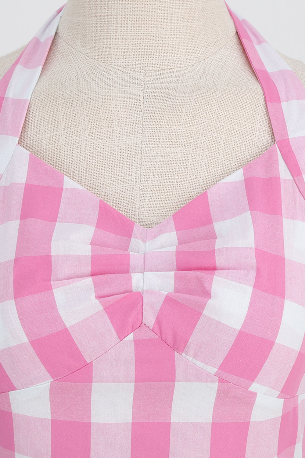 Halter Xadrez Vestido Vintage com Arco