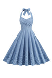 Halter Vermelho Pontos de Polka Vestido de 1950