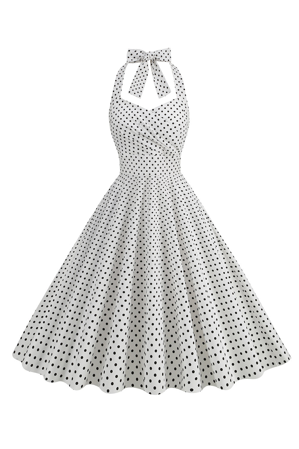 Halter Vermelho Pontos de Polka Vestido de 1950