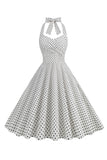 Halter Vermelho Pontos de Polka Vestido de 1950