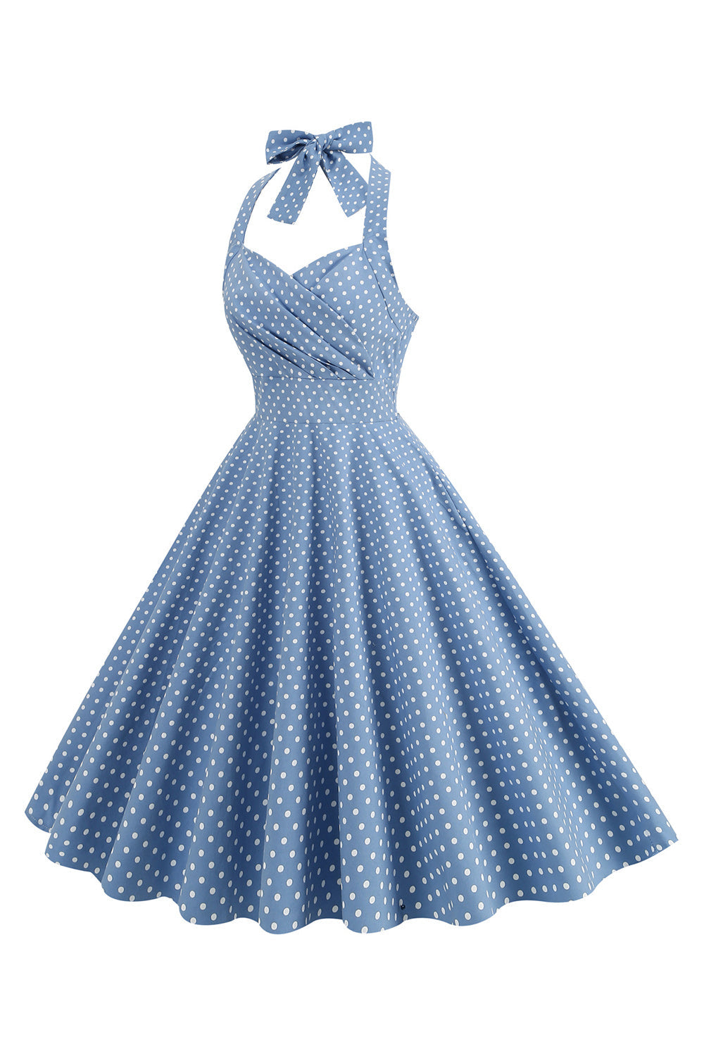 Halter Vermelho Pontos de Polka Vestido de 1950