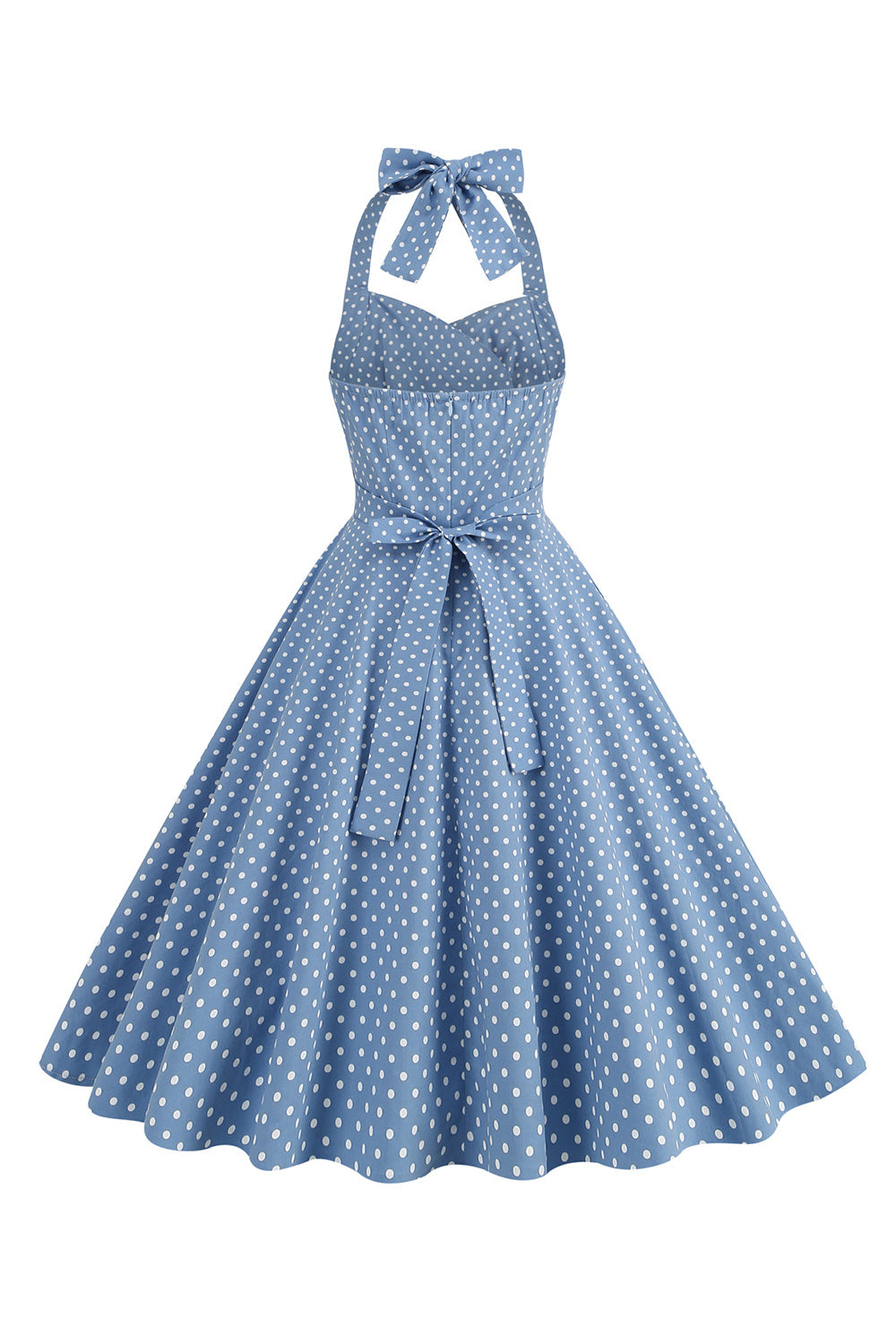 Halter Vermelho Pontos de Polka Vestido de 1950