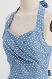 Halter Vermelho Pontos de Polka Vestido de 1950