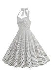 Halter Vermelho Pontos de Polka Vestido de 1950