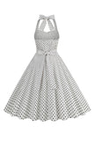 Halter Vermelho Pontos de Polka Vestido de 1950