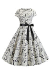 Uma linha estampada Swing 1950s vestidos